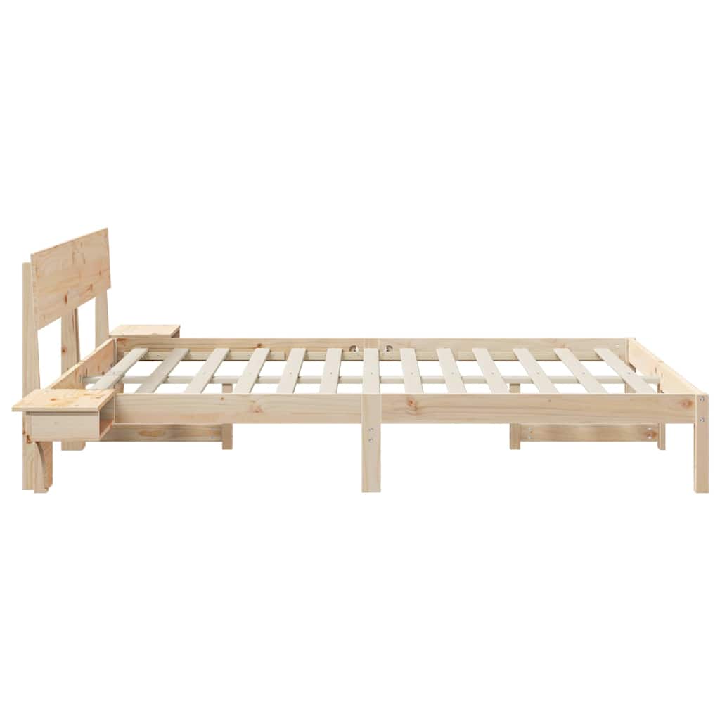 Bettgestell mit Nachttischen Braun Massivholz Kiefer