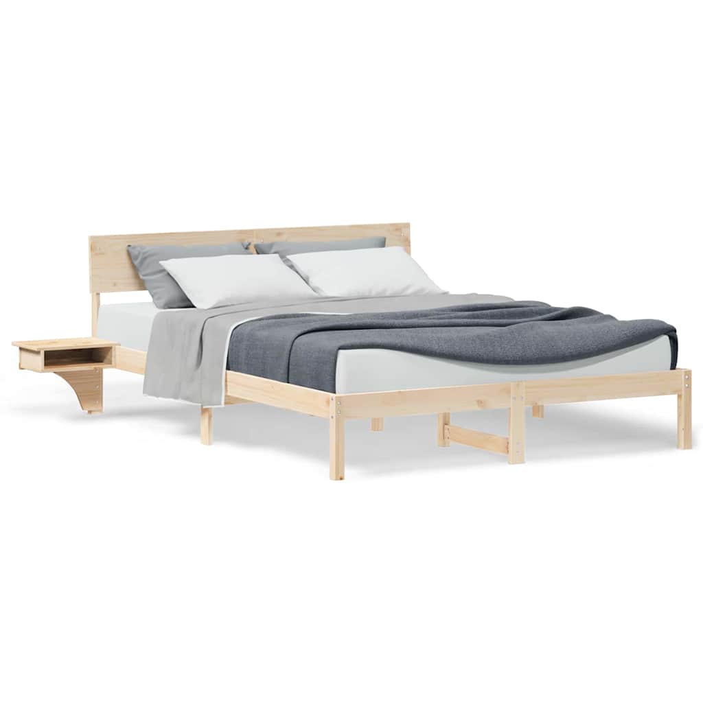Bettgestell mit Nachttischen Braun Massivholz Kiefer