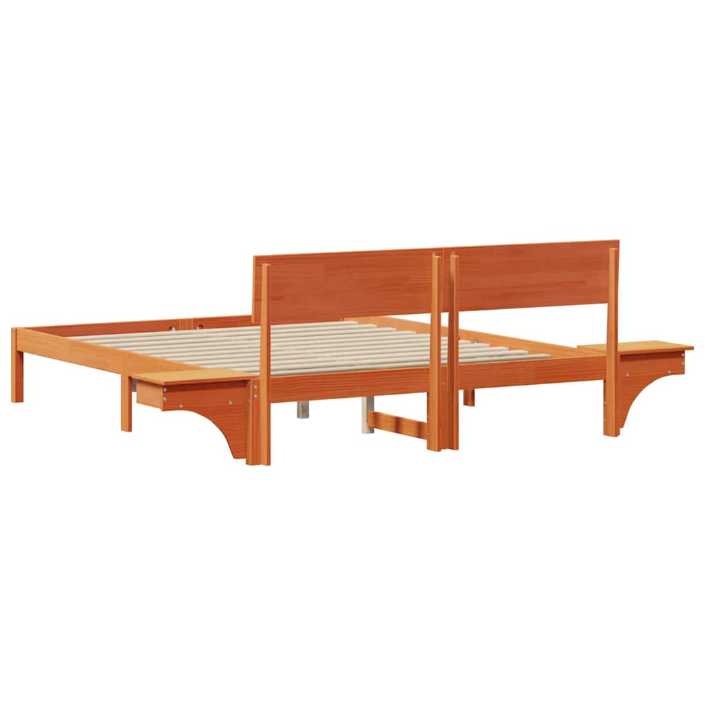 Bettgestell mit Nachttischen Wachsbraun Massivholz Kiefer