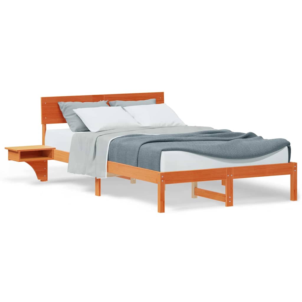 Bettgestell mit Nachttischen Wachsbraun Massivholz Kiefer