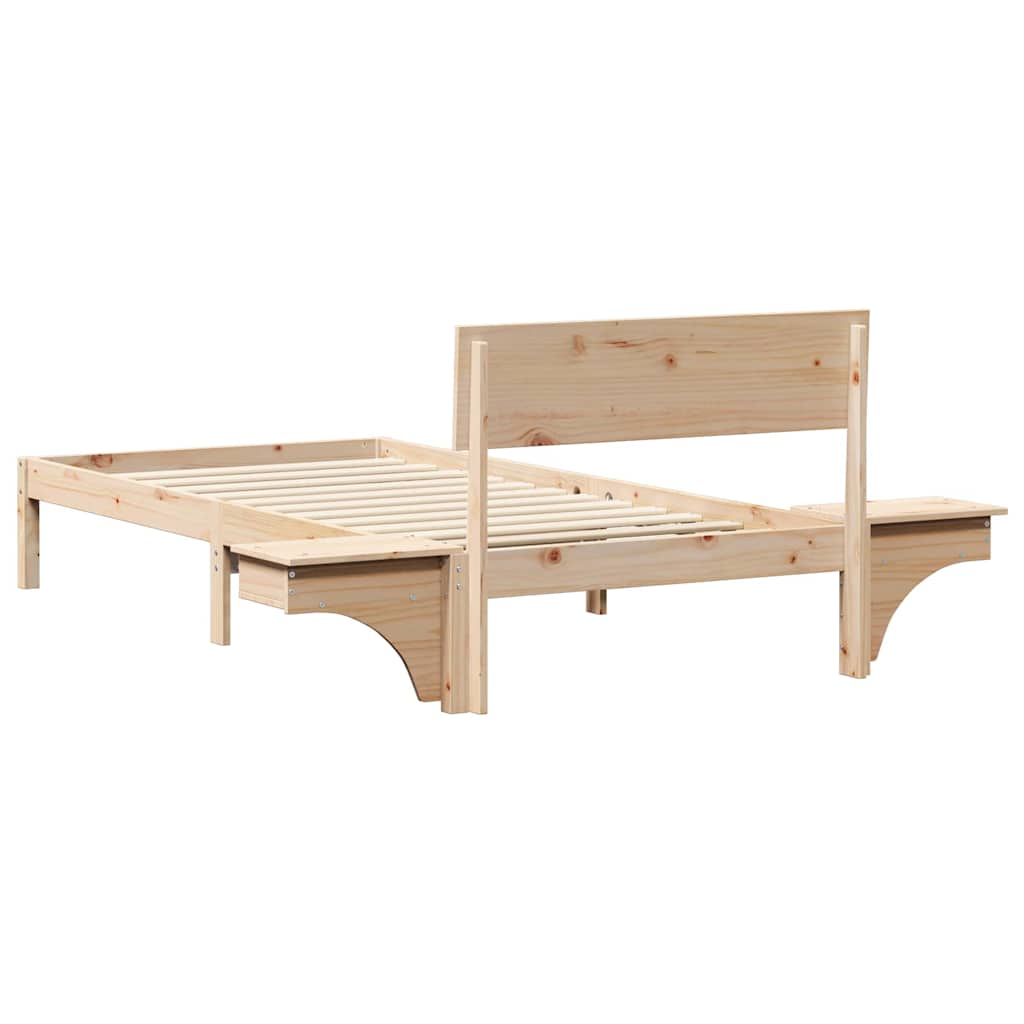 Bettgestell mit Nachttischen Braun Massivholz Kiefer
