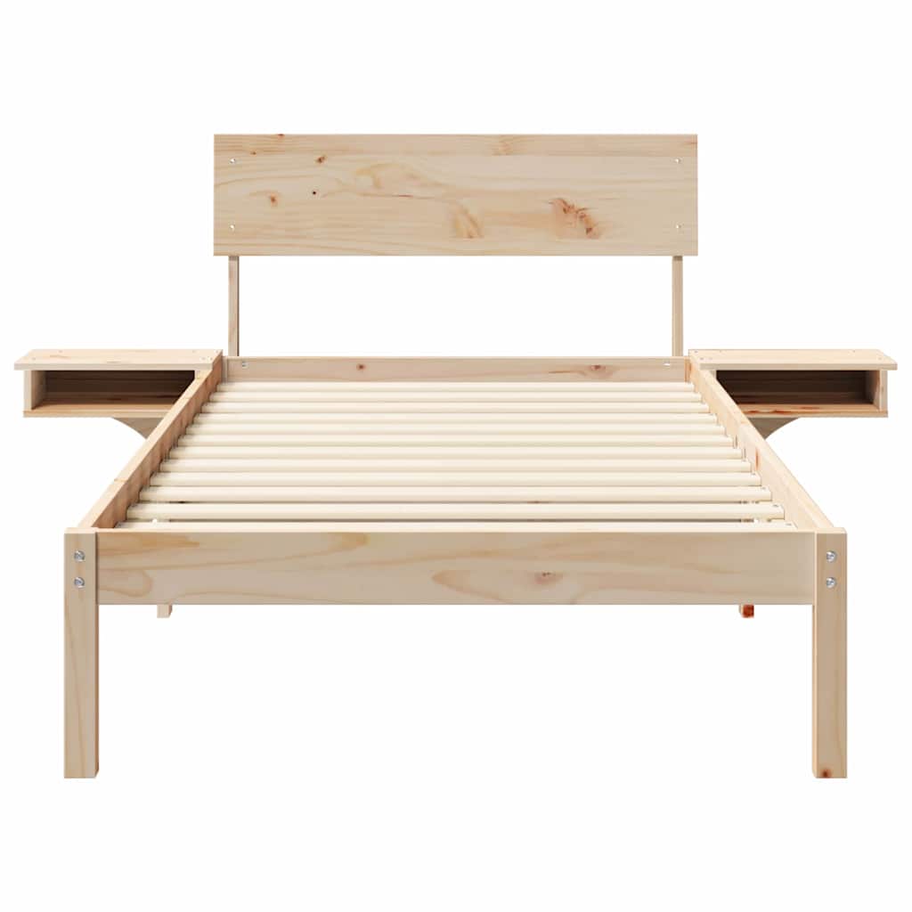 Bettgestell mit Nachttischen Braun Massivholz Kiefer