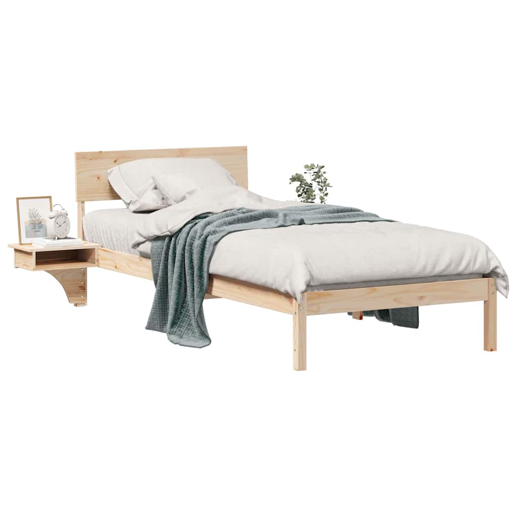 Bettgestell mit Nachttischen Braun Massivholz Kiefer
