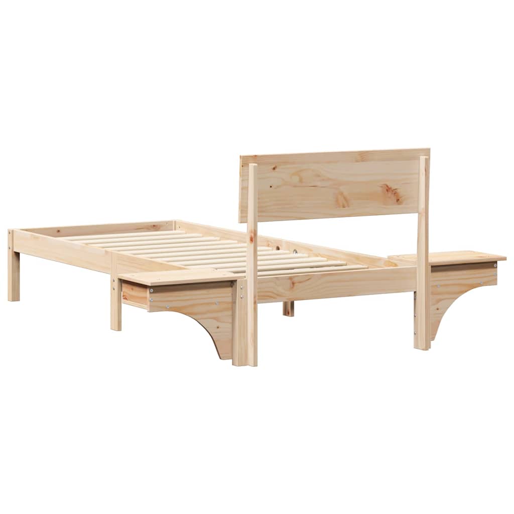 Bettgestell mit Nachttischen Braun Massivholz Kiefer
