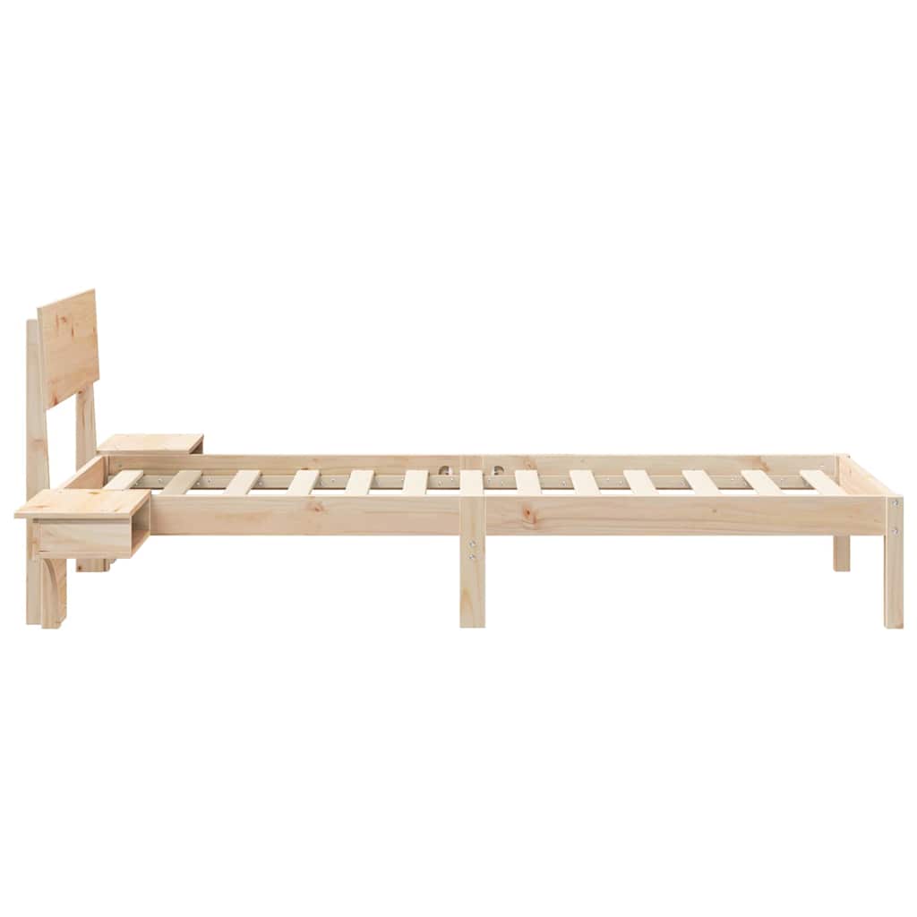Bettgestell mit Nachttischen Braun Massivholz Kiefer