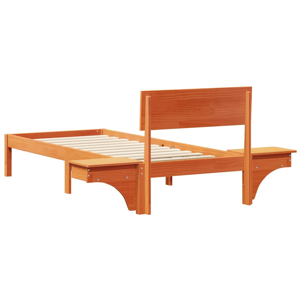 Bettgestell mit Nachttischen Wachsbraun Massivholz Kiefer