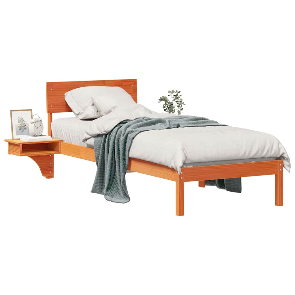 Bettgestell mit Nachttischen Wachsbraun Massivholz Kiefer