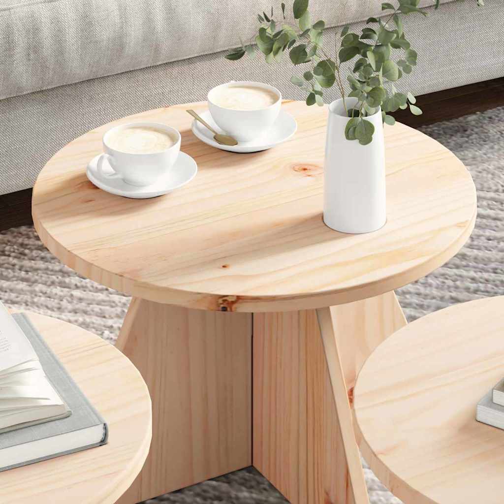 Couchtisch 3 pcs Natur 49 x 49 x 30 cm Massivholz Kiefer