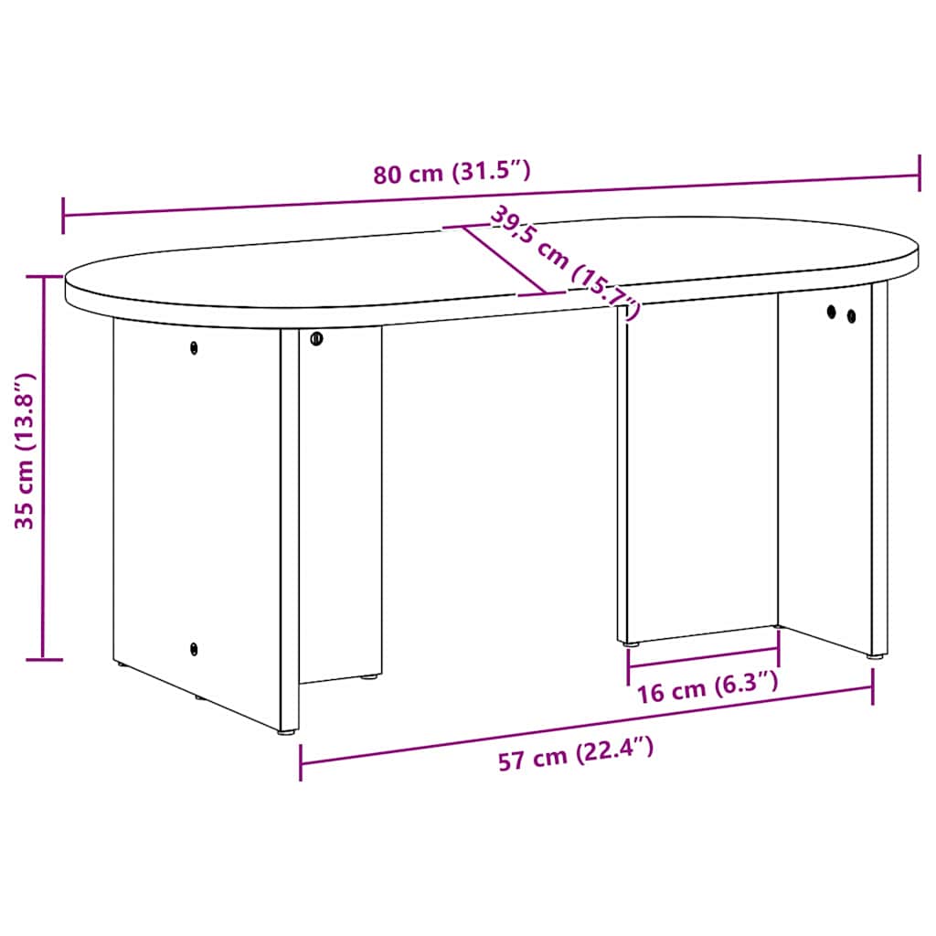 Couchtisch Weiß 80 x 39,5 x 35 cm Massivholz Kiefer