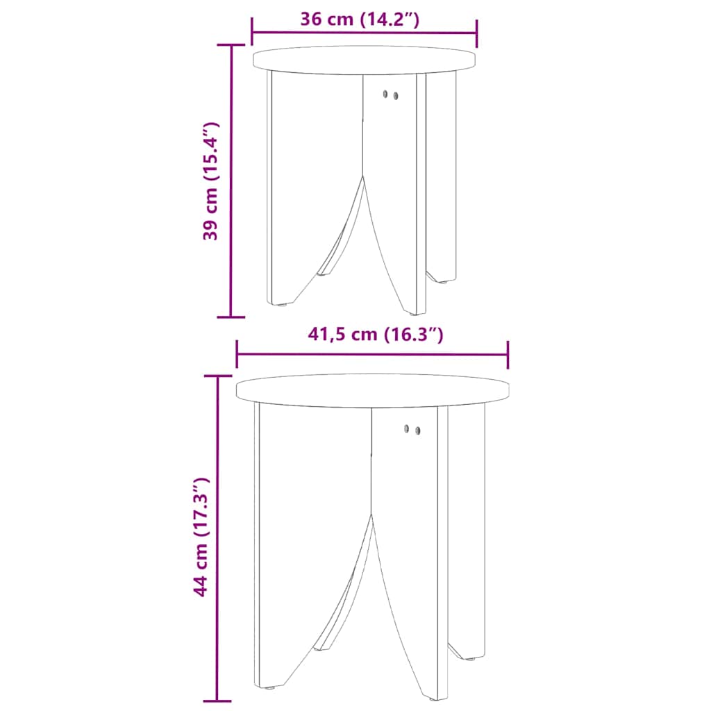 Couchtisch 2 pcs Wachsbraun 41,5 x 41,5 x 44 cm