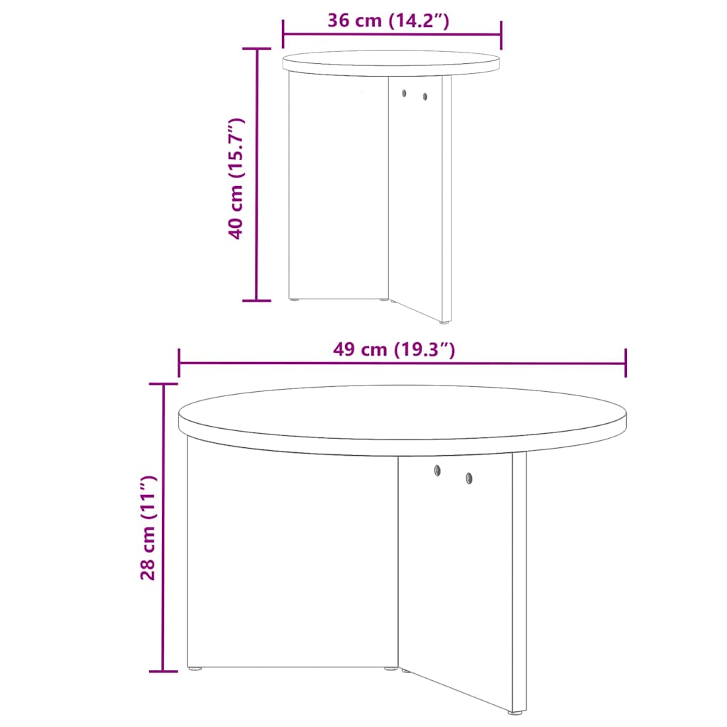 Couchtisch 2 stk. Natur 49 x 49 x 28 cm Massivholz Kiefer