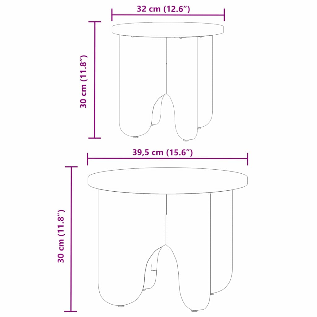 Couchtisch 2 stk. Natur 39.5 x 39.5 x 30 cm Massivholz Kiefer