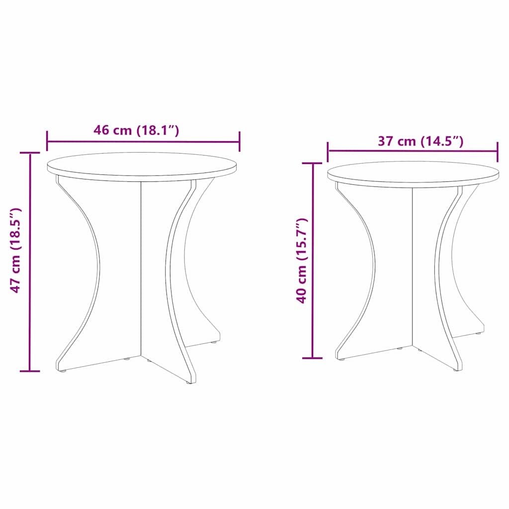 Couchtisch 2 stk. Natur 46 x 46 x 47 cm Massivholz Kiefer