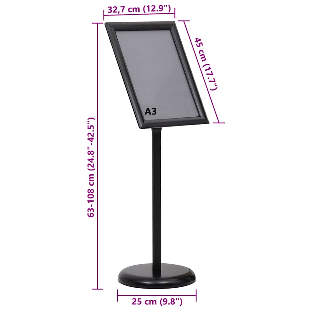Plakatständer 2 stk. Schwarz 45 x 32,7 x 108 cm Aluminium