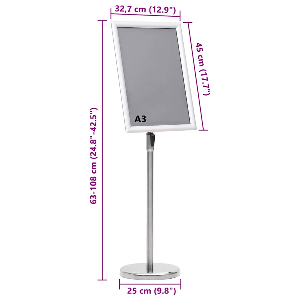 Plakatständer 2 stk. Silber 45 x 32,7 x 108 cm Aluminium