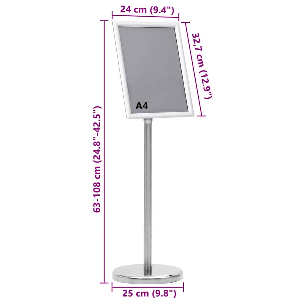 Plakatständer 2 stk. Silber 32,7 x 24 x 108 cm Aluminium
