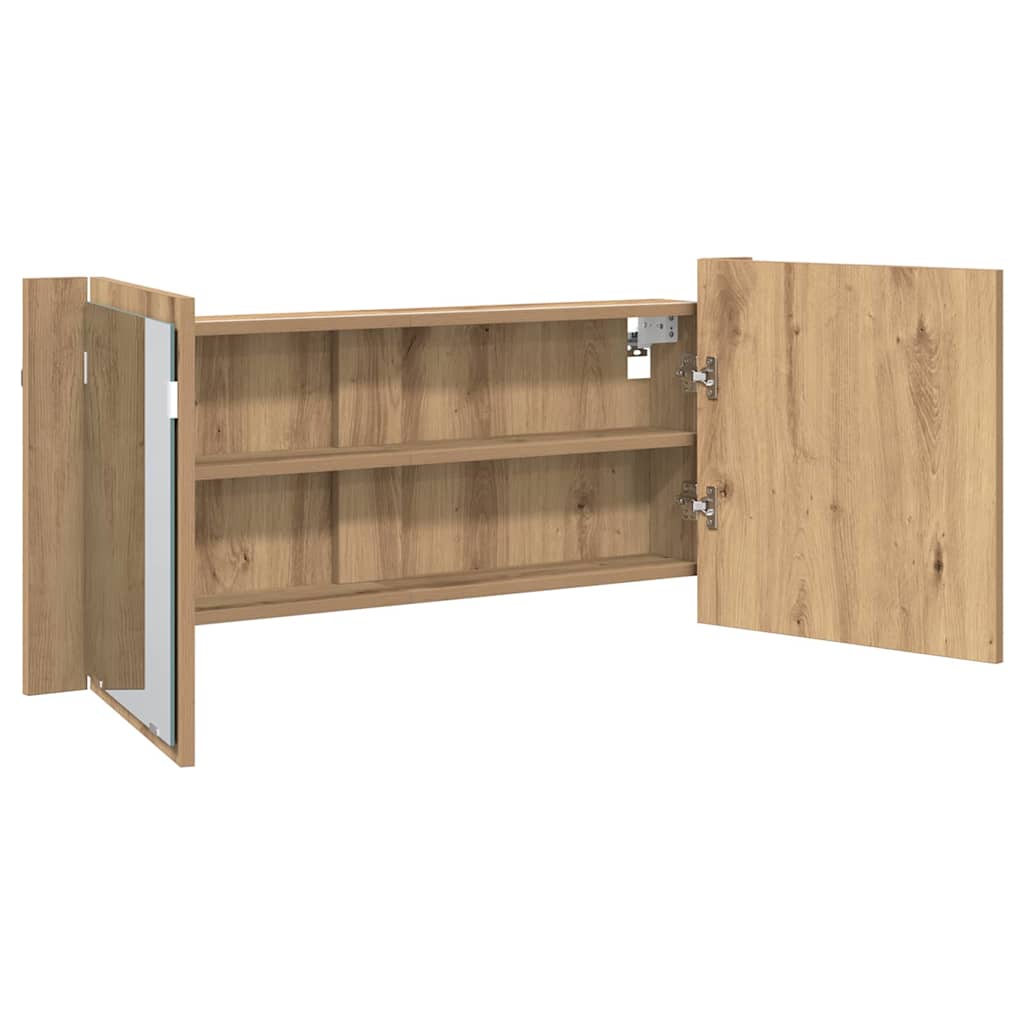 LED Spiegel-Schrank mit Regal Artisan-Eiche 100 x 12 x 45 cm