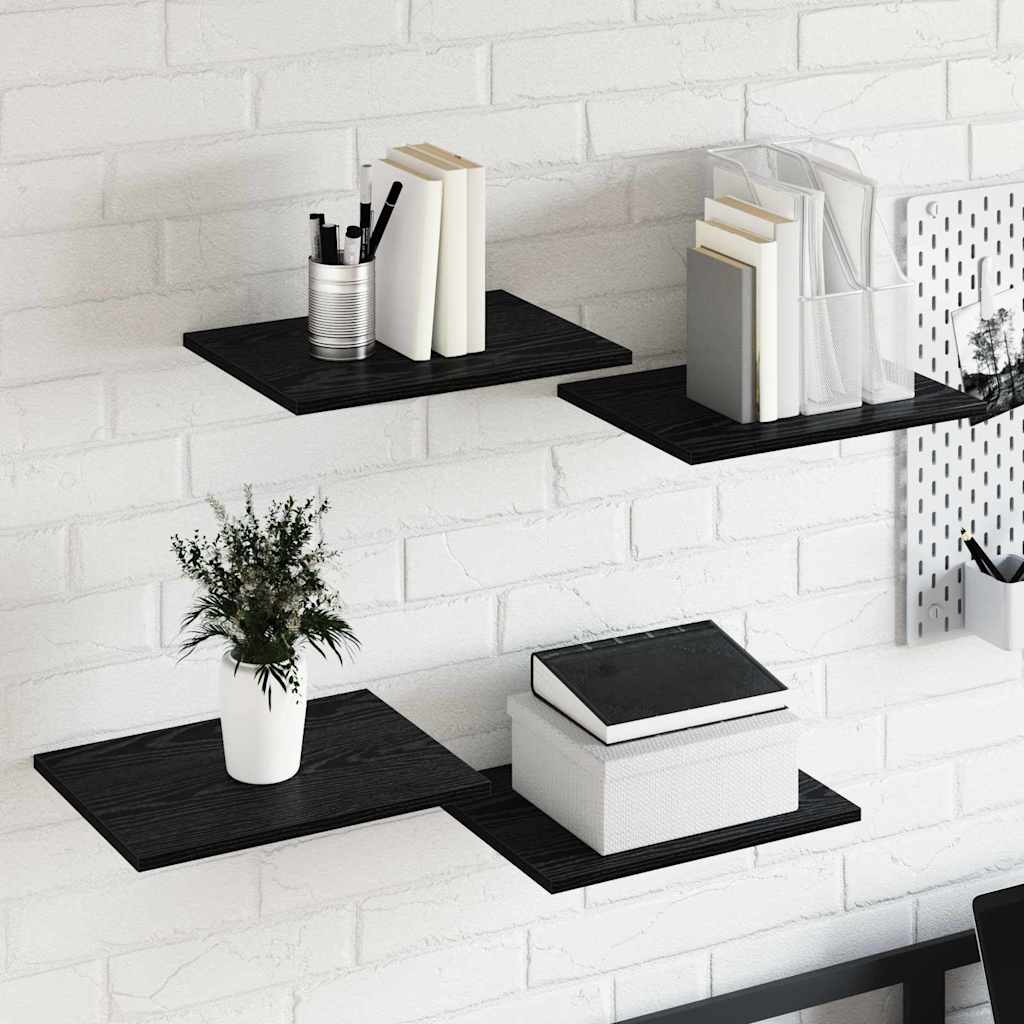 Regalbrett 4 pcs Schwarz 40 x 30 x 1.5 cm Holzwerkstoff