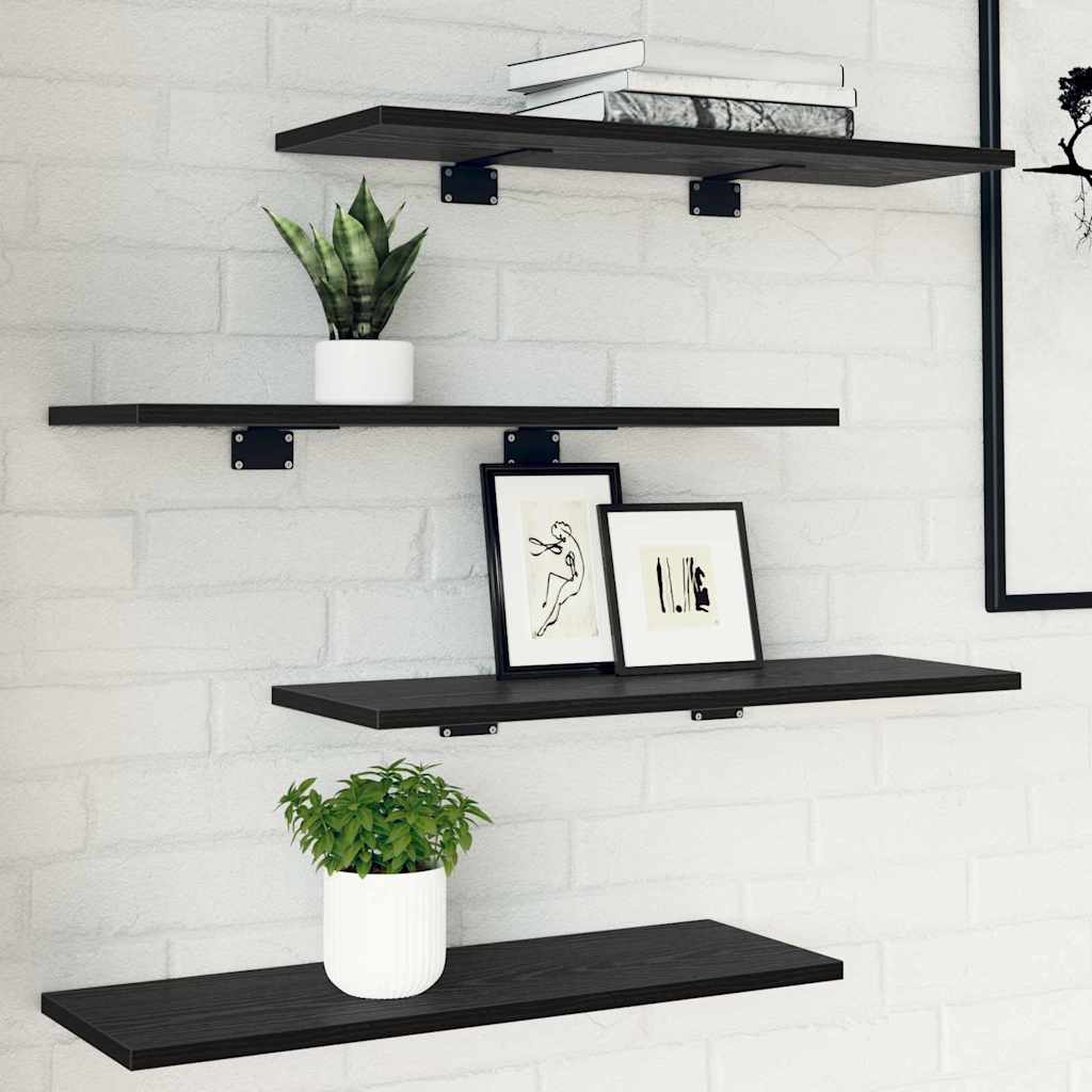 Regalbrett 4 pcs Schwarz 60 x 20 x 1.5 cm Holzwerkstoff