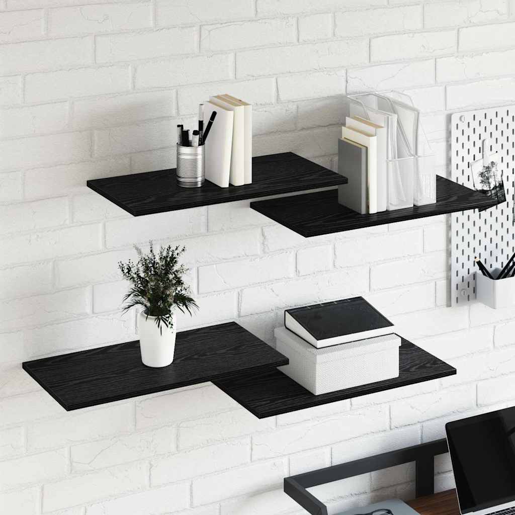 Regalbrett 4 pcs Schwarz 60 x 30 x 1.5 cm Holzwerkstoff
