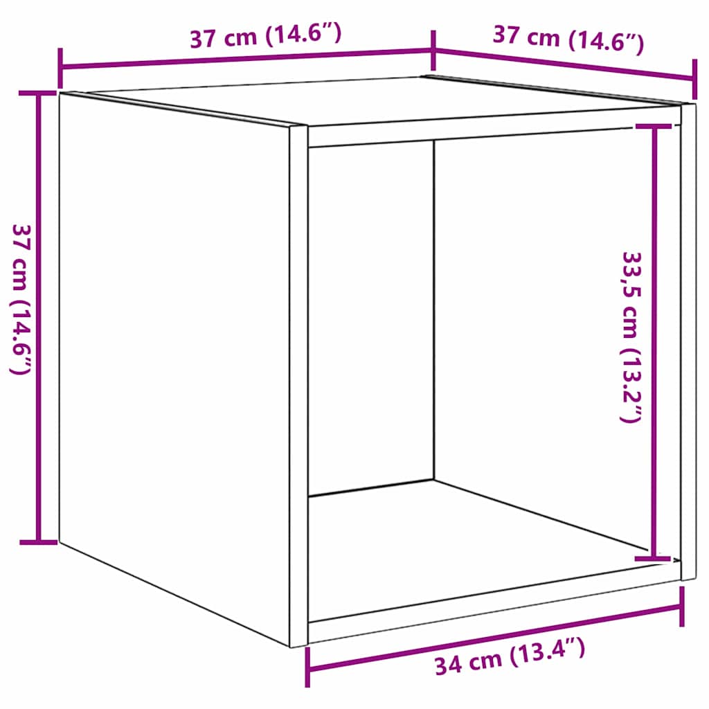 Wandschrank 2 stk. Schwarz Eichen-Optik 37 x 37 x 37 cm