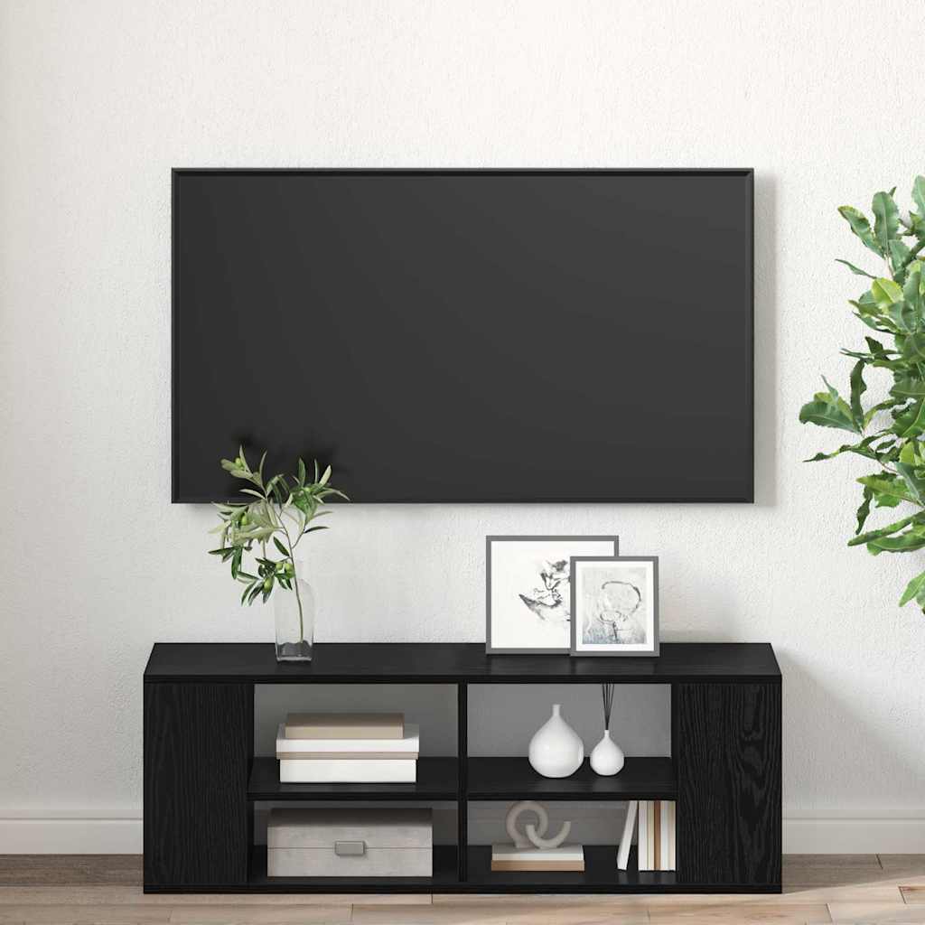 Wandmontierter TV Schrank Schwarz Eichen-Optik 102 x 35 x 35 cm