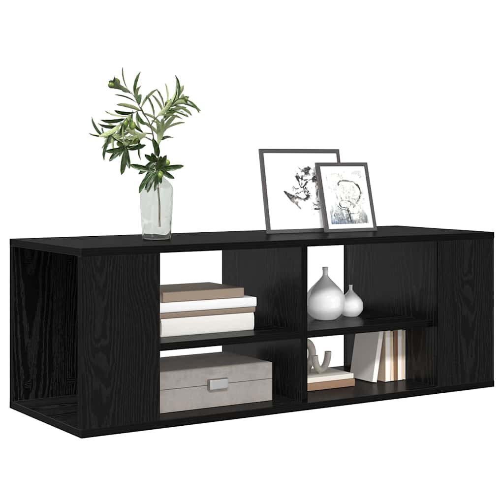 Wandmontierter TV Schrank Schwarz Eichen-Optik 102 x 35 x 35 cm