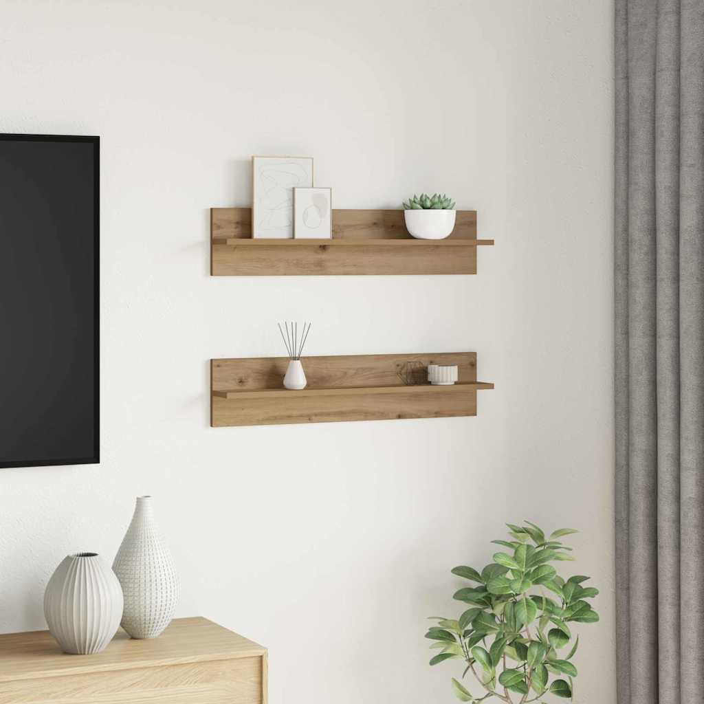 Wandregale 2 pcs Artisan-Eiche 80 x 11.5 x 18 cm Holzwerkstoff
