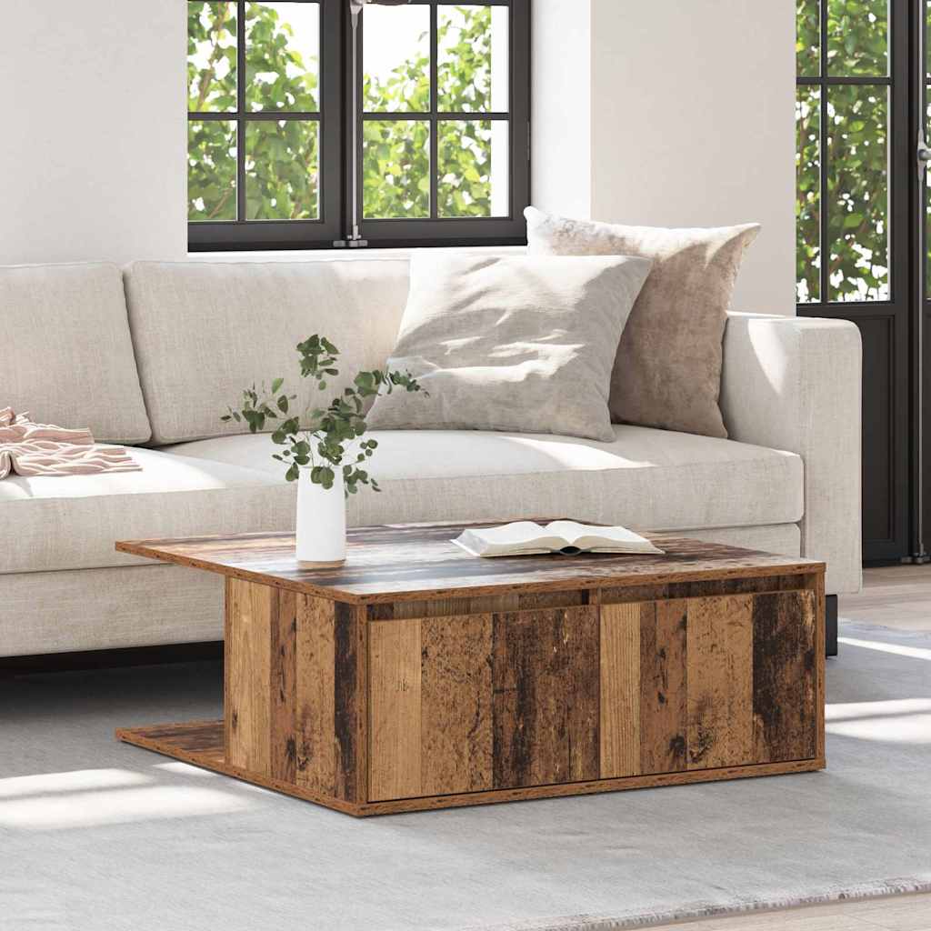 Couchtisch with Drawer Altholz 80 x 80 x 31 cm Holzwerkstoff