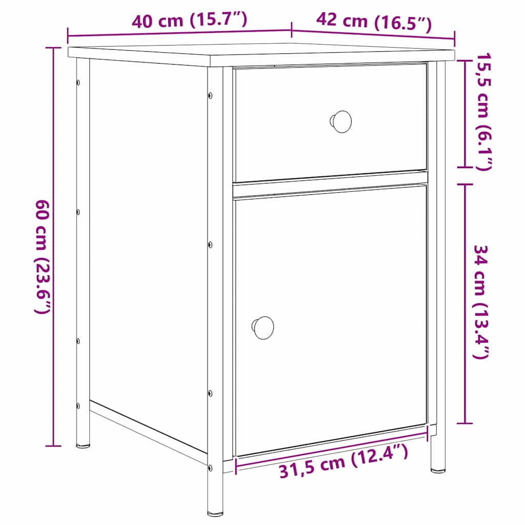 Nachttisch Altholz 40 x 42 x 60 cm Holzwerkstoff