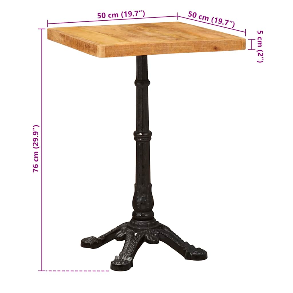Bistrotisch 50 x 50 x 76 cm Massivholz Mango Braun Quadratisch