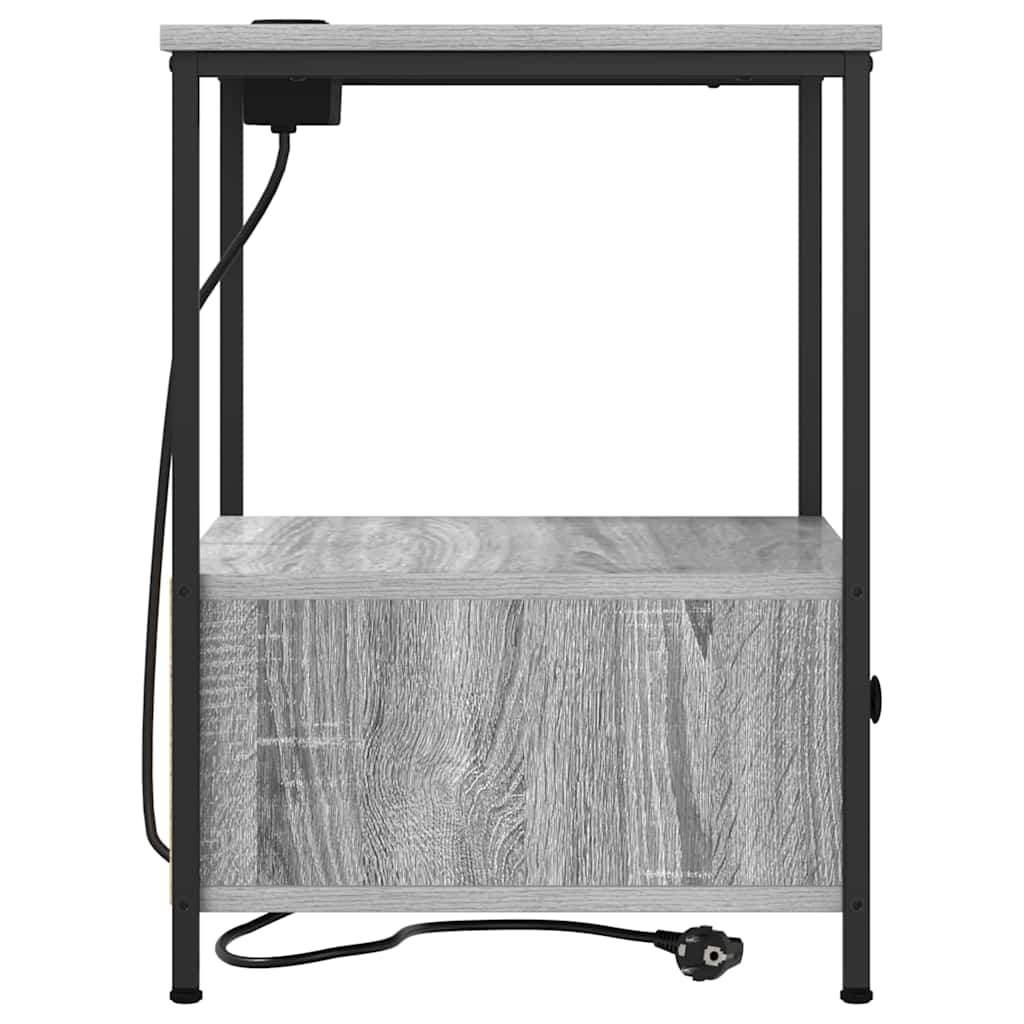 Nachttisch mit Ladestation 2 pcs Grau Sonoma Holzwerkstoff