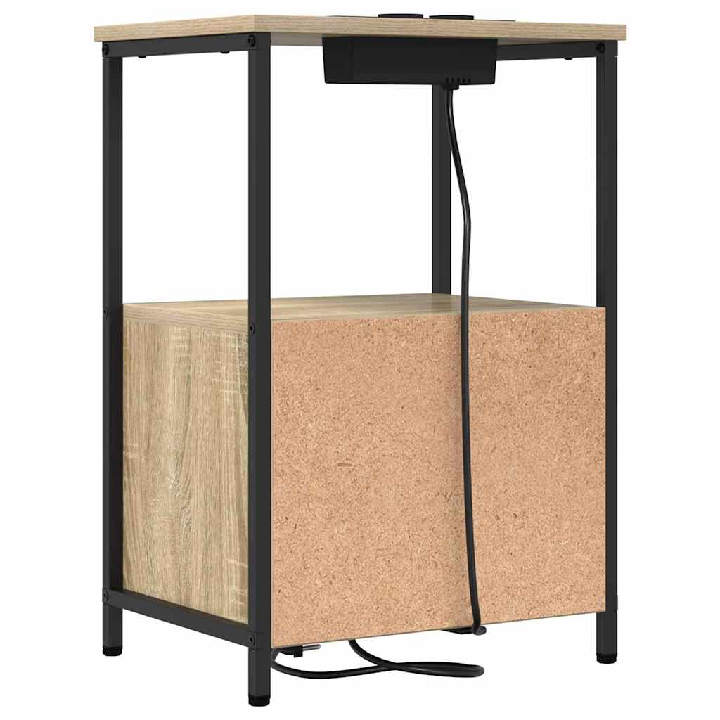 Nachttisch mit Ladestation 2 pcs Sonoma Eiche Holzwerkstoff