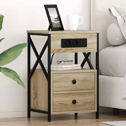 Nachttisch mit Ladestation 2 pcs Sonoma Eiche 40 x 31 x 60 cm