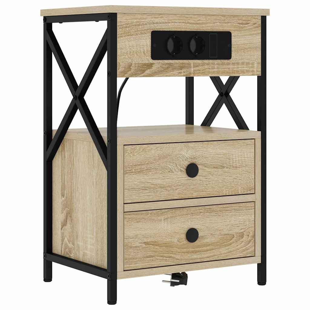 Nachttisch mit Ladestation 2 pcs Sonoma Eiche 40 x 31 x 60 cm