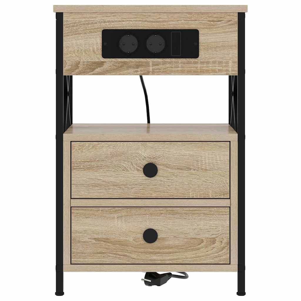 Nachttisch mit Ladestation 2 pcs Sonoma Eiche 40 x 31 x 60 cm