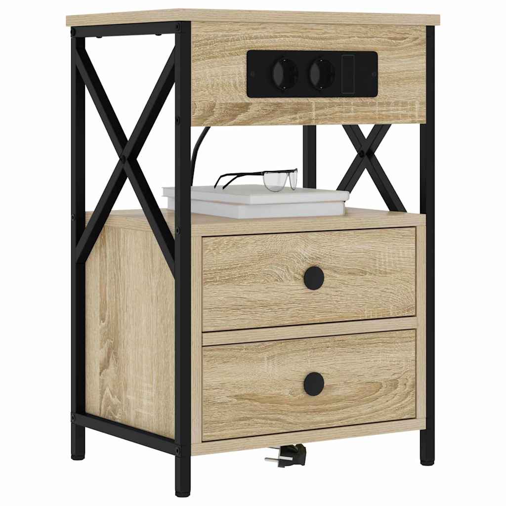 Nachttisch mit Ladestation 2 pcs Sonoma Eiche 40 x 31 x 60 cm