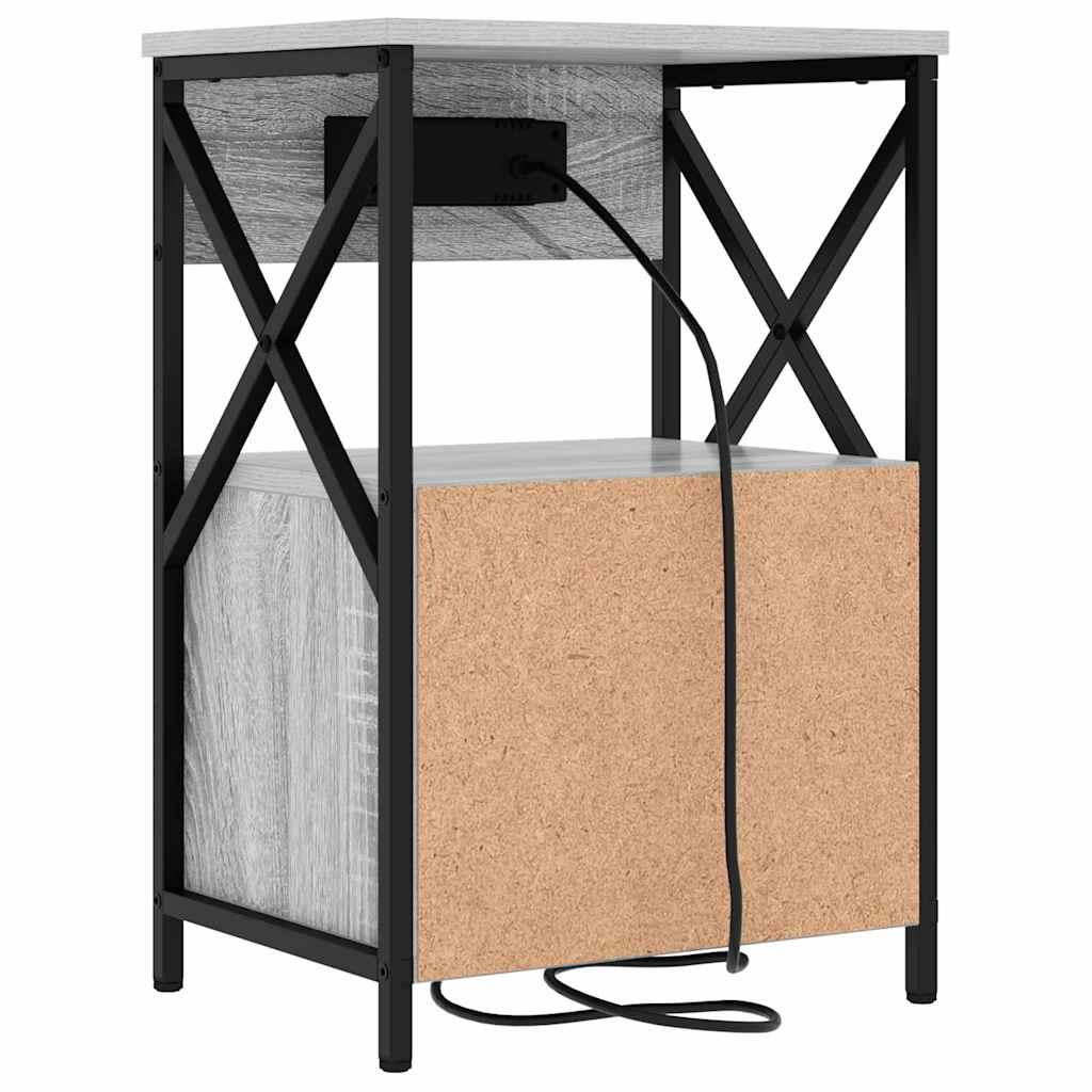 Nachttisch mit Ladestation Grau Sonoma 40 x 31 x 60 cm