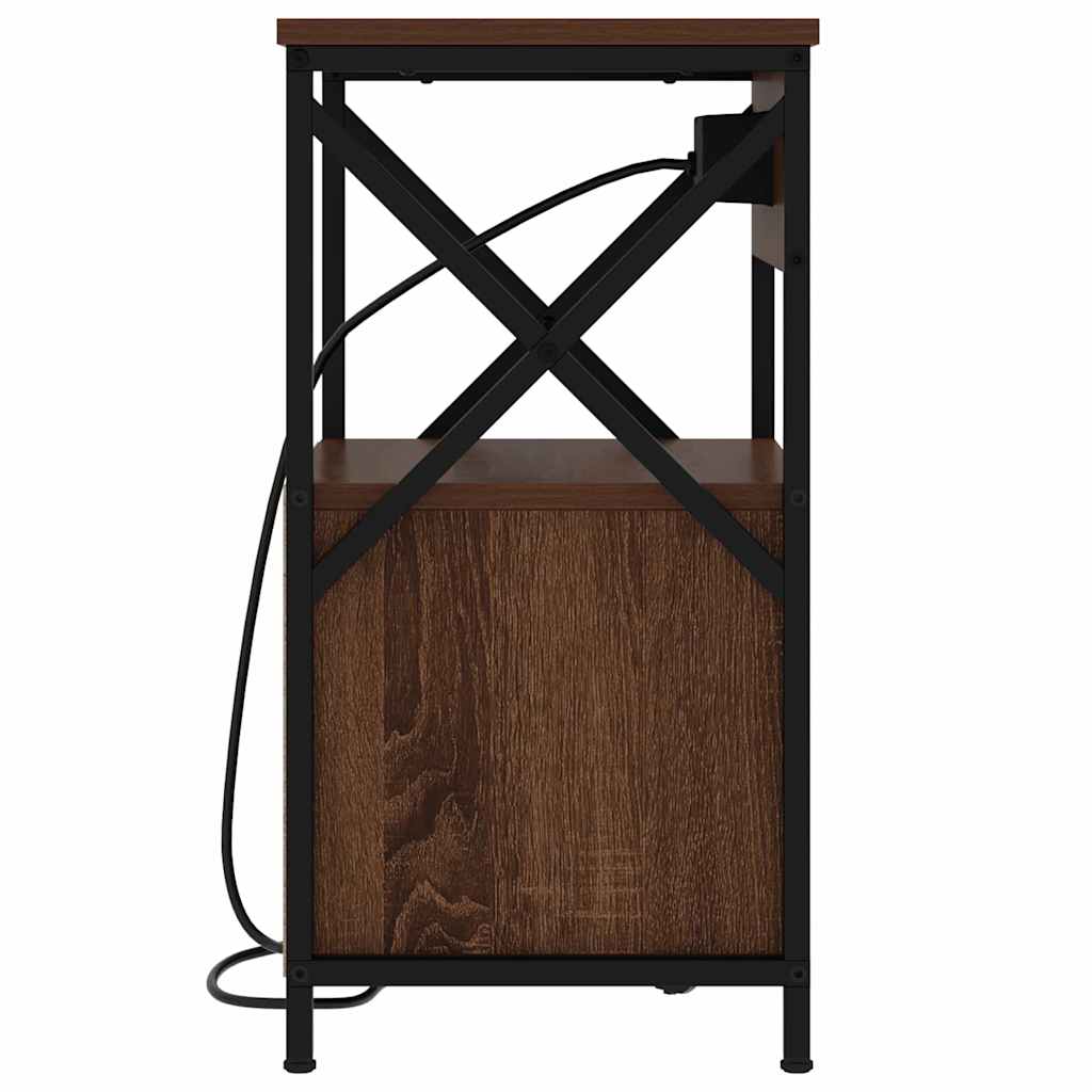 Nachttisch mit Ladestation Braunes Eichenholz 40 x 31 x 60 cm