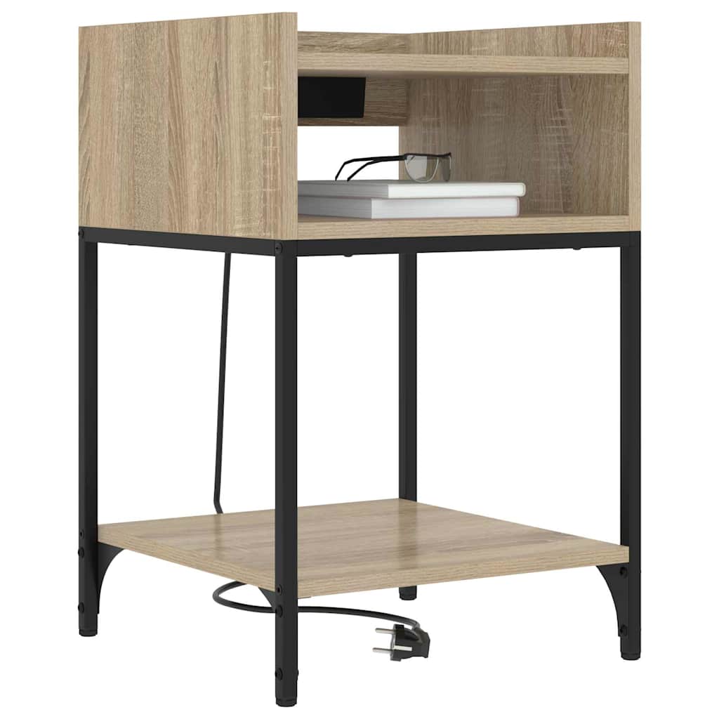 Nachttisch mit Regal Sonoma-Eiche 40 x 40 x 61 cm Holzwerkstoff