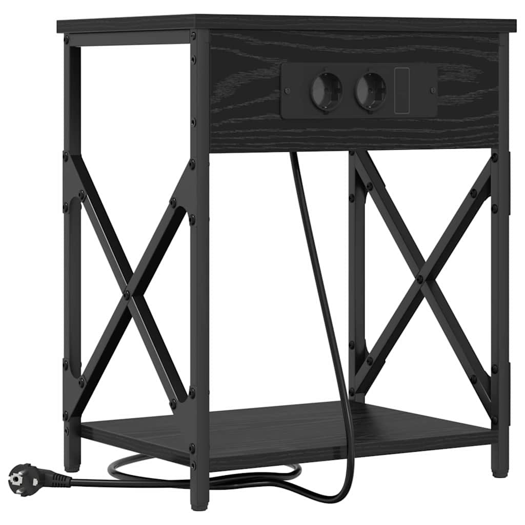 Nachttisch mit Ladestation 2 pcs Schwarze Eiche 41 x 31 x 51 cm