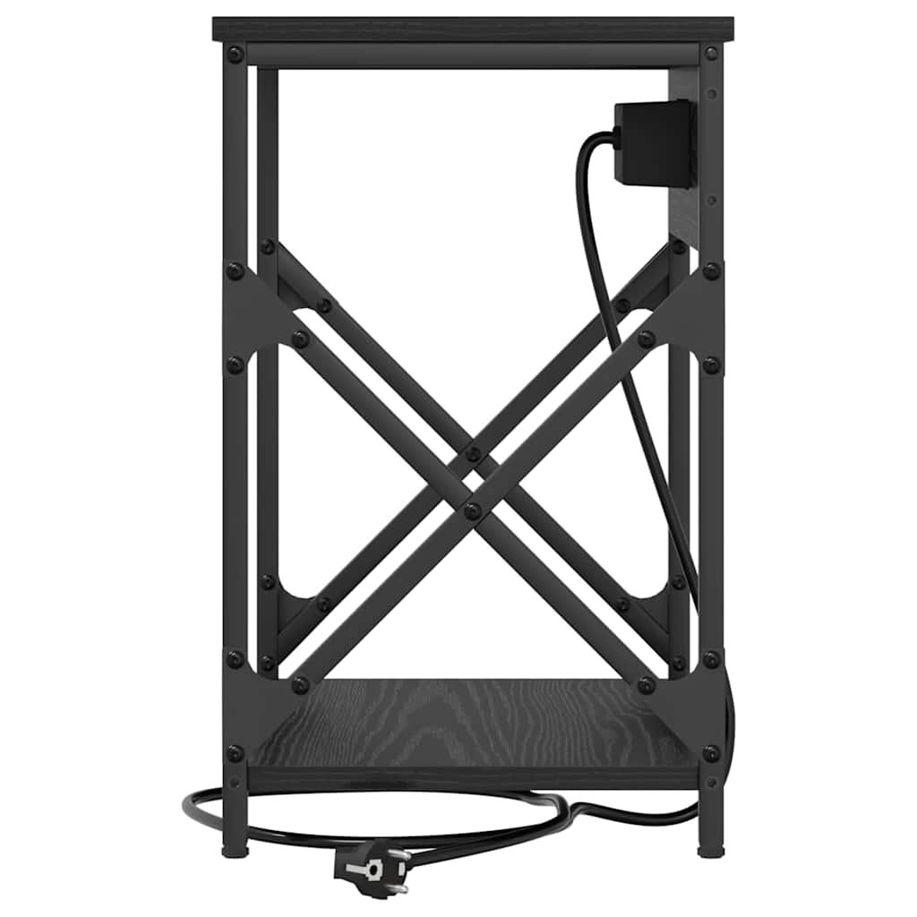 Nachttisch mit Ladestation 2 pcs Schwarze Eiche 41 x 31 x 51 cm