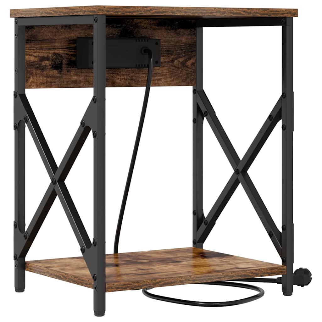 Nachttisch mit Ladestation 2 pcs Räuchereiche 41 x 31 x 51 cm