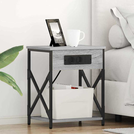 Nachttisch mit Ladestation 2 pcs Grau Sonoma 41 x 31 x 51 cm