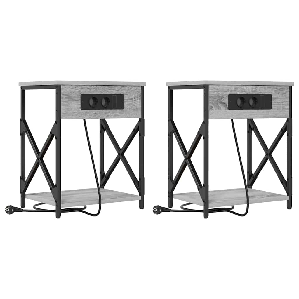 Nachttisch mit Ladestation 2 pcs Grau Sonoma 41 x 31 x 51 cm