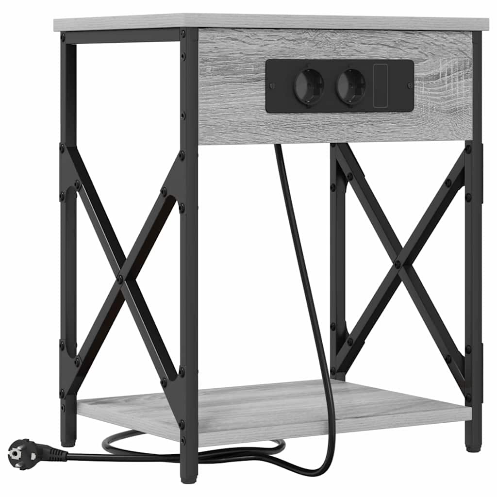 Nachttisch mit Ladestation 2 pcs Grau Sonoma 41 x 31 x 51 cm