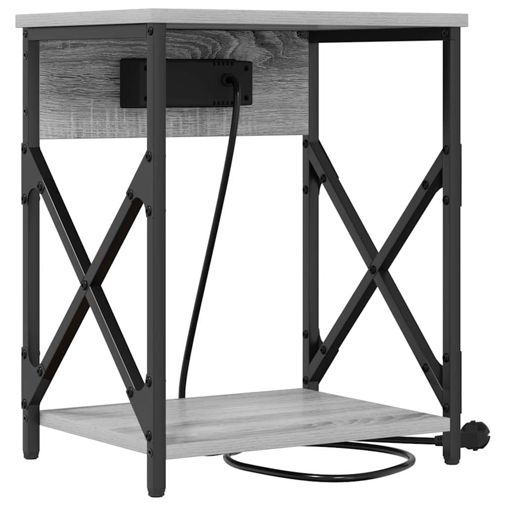 Nachttisch mit Ladestation 2 pcs Grau Sonoma 41 x 31 x 51 cm