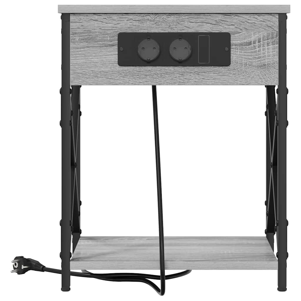 Nachttisch mit Ladestation 2 pcs Grau Sonoma 41 x 31 x 51 cm
