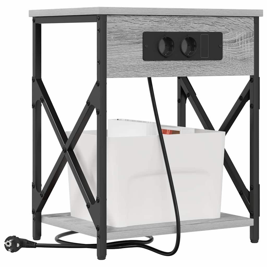 Nachttisch mit Ladestation 2 pcs Grau Sonoma 41 x 31 x 51 cm