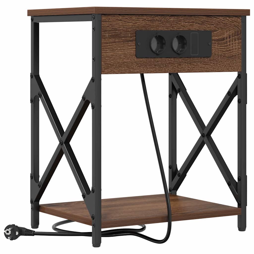 Nachttisch mit Ladestation Braune Eiche 41 x 31 x 51 cm